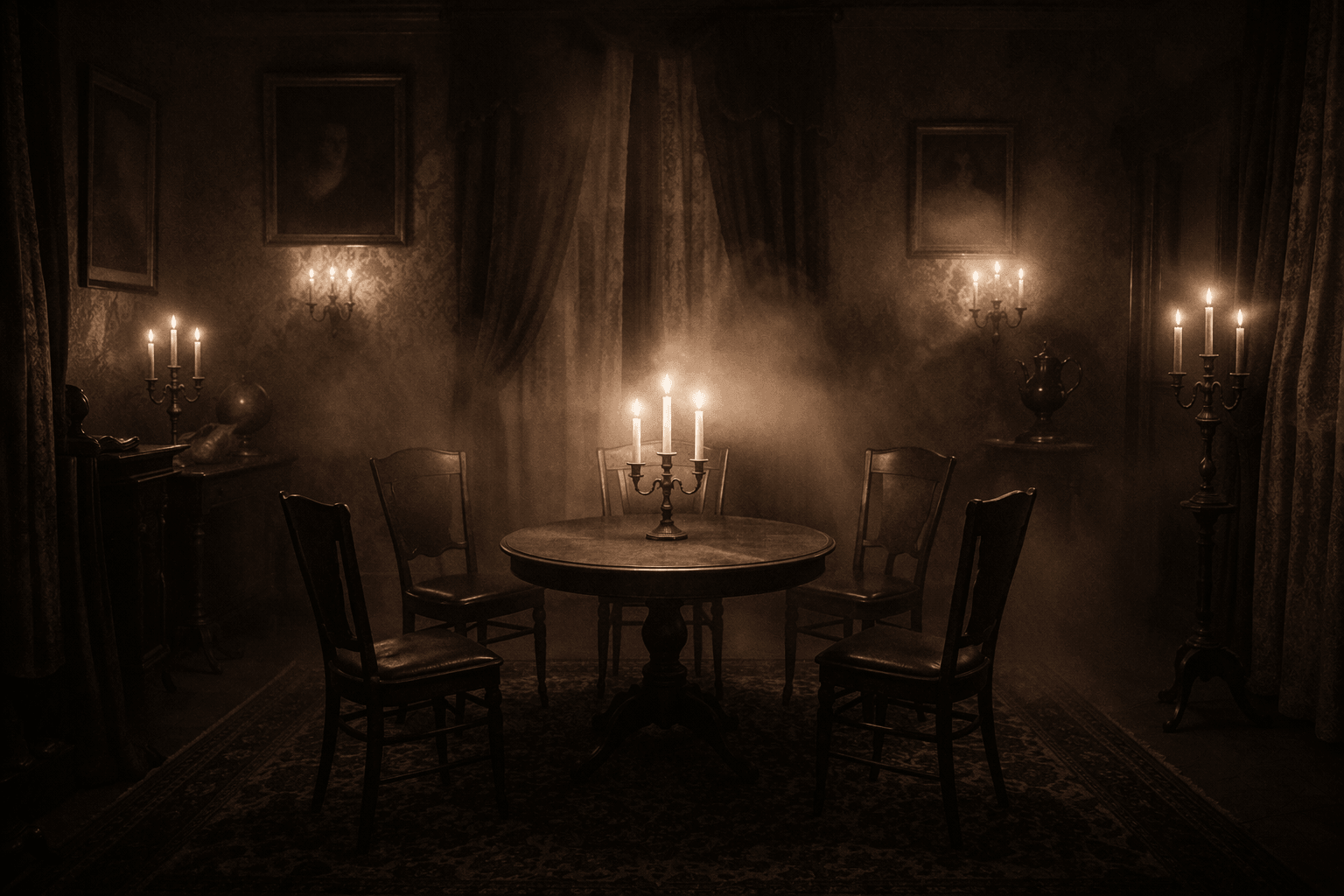 Candlelit séance room